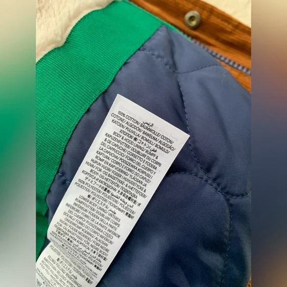 Mini Boden Size 18-24 Months Brown Corduroy Sherpa Lined Dog Hooded Puffer Coat - Picture 9 of 10